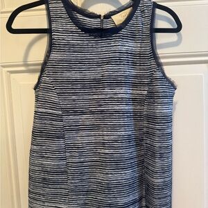 Anthropologie Navy and White Sleeveless Crew Neck Sheath Top